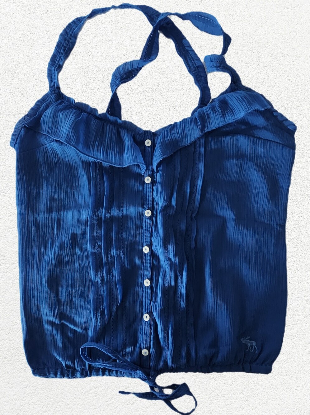 Blue Women's Ruffled Tank Top